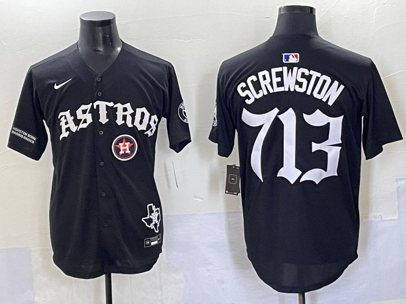Men 2025 Houston Astros 713 Screwston Black Seven generations Joint Name Nike MLB Jersey style 14->houston astros->MLB Jersey